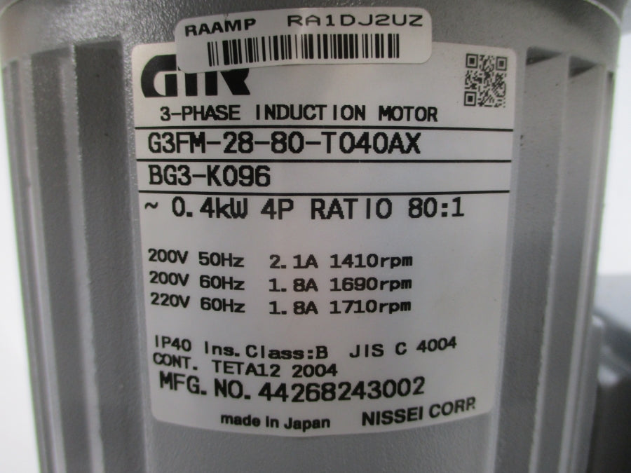 GTR G3FM-28-80-T040AX BG3-K096 200/220V 2.1/1.8A NSNP