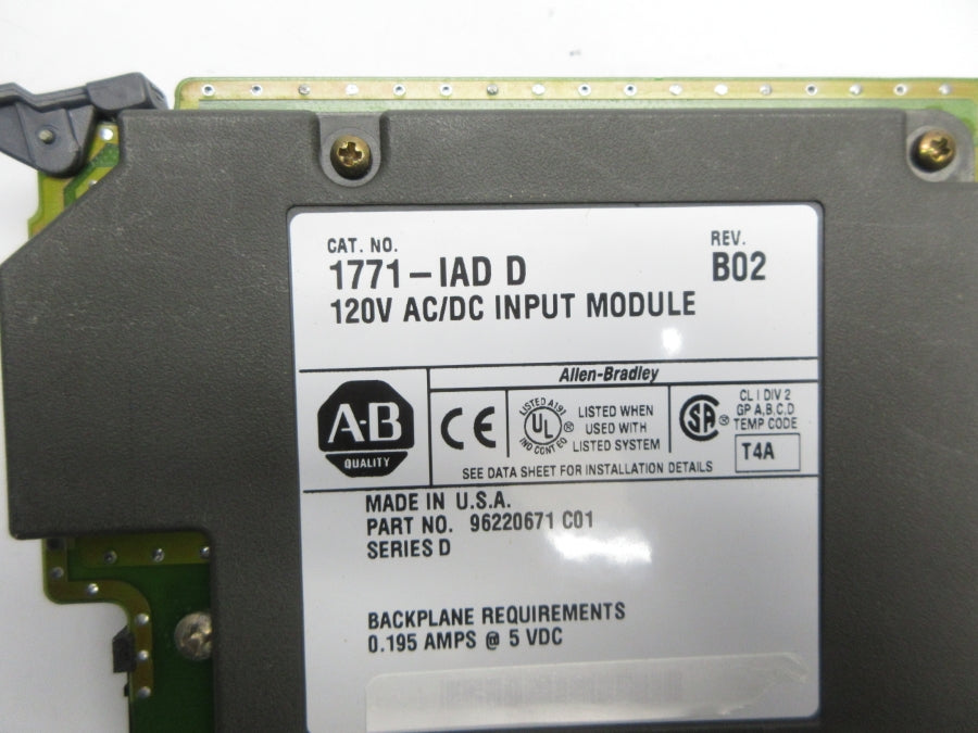 ALLEN BRADLEY 1771-IAD SER. D 120VAC/DC REV. B02 NSNP