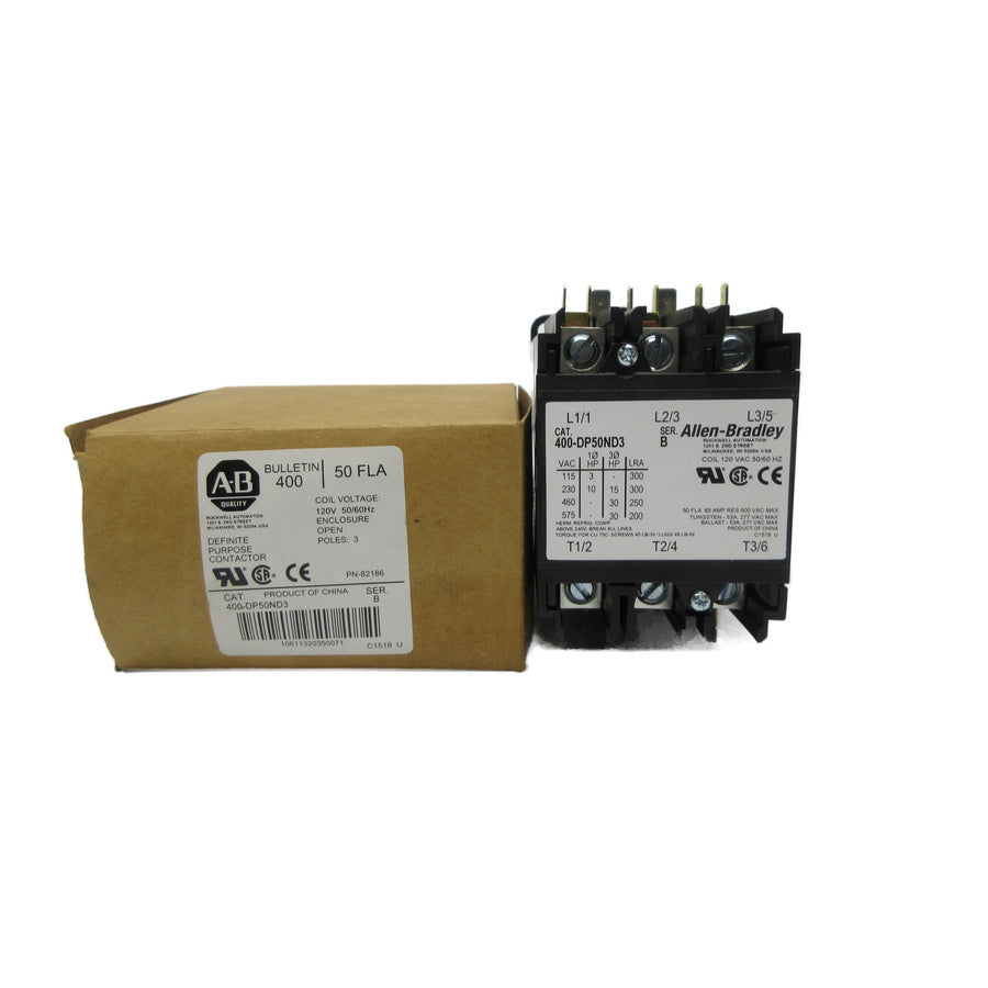 ALLEN BRADLEY 400-DP50ND3 SER. B 120V (BR/WH) NSMP