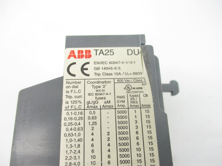 ABB TA25DU 600VAC 0.63-1A NSNP