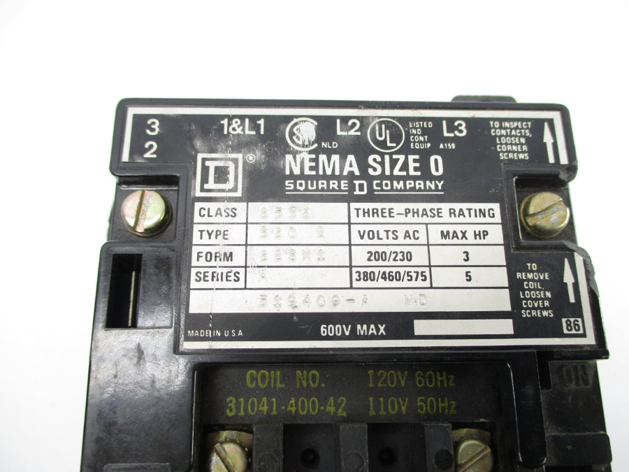 SQUARE D 8536SBO2V02B2S SER. A 110/120V UNMP