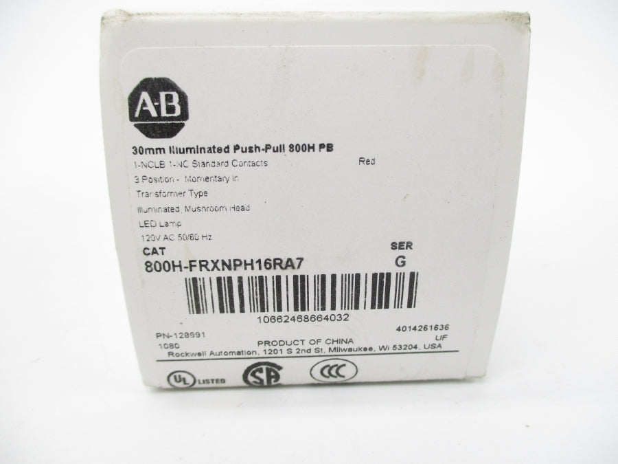 ALLEN BRADLEY 800H-FRXNPH16RA7 SER. G 120VAC (WH) NSMP