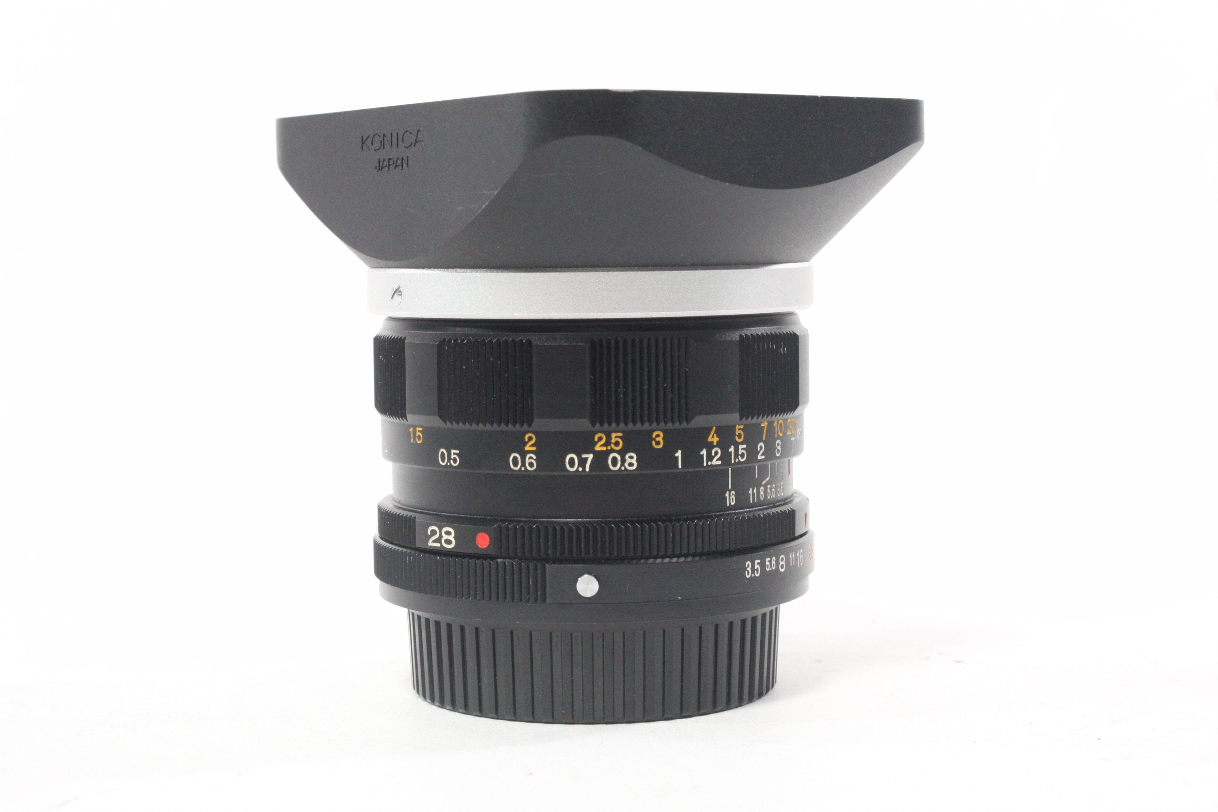 Konica Hexanon 28mm f/3.5 Lens with Hood for Konica AR Mount