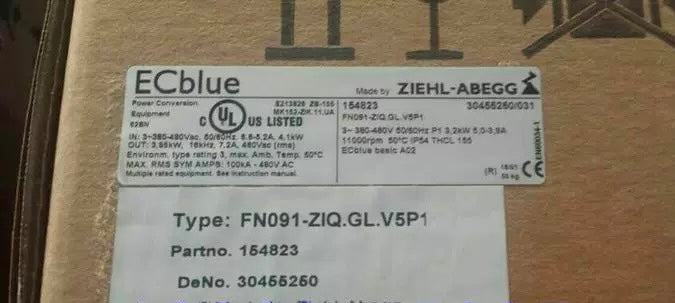 FN091-ZIQ.GL.V5P1 ZIEHL-ABEGG Axial Fan 3~380/480V 3.5kW 5.0/3.9A 1130rpm