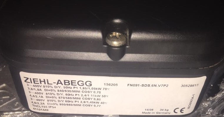 FN091-SDS.6N.V7P2 ZIEHL-ABEGG Axial Fan 2.8/1.05kW 4.6/1.9A 950/630 rpm