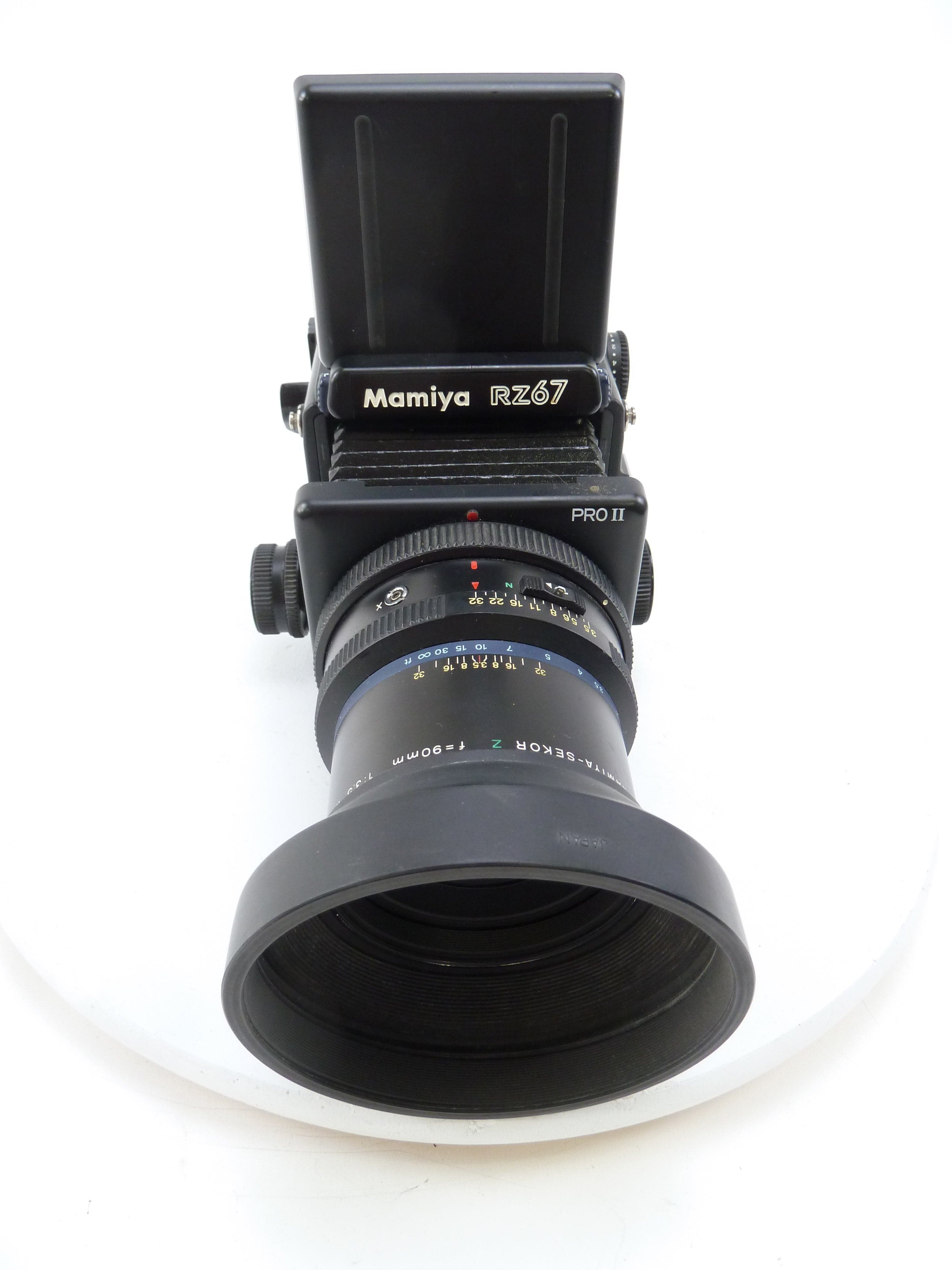 Mamiya RZ67 Pro II kit with 90MM F3.5 W Lens, 120 Pro II Back, and Waist Level Finder