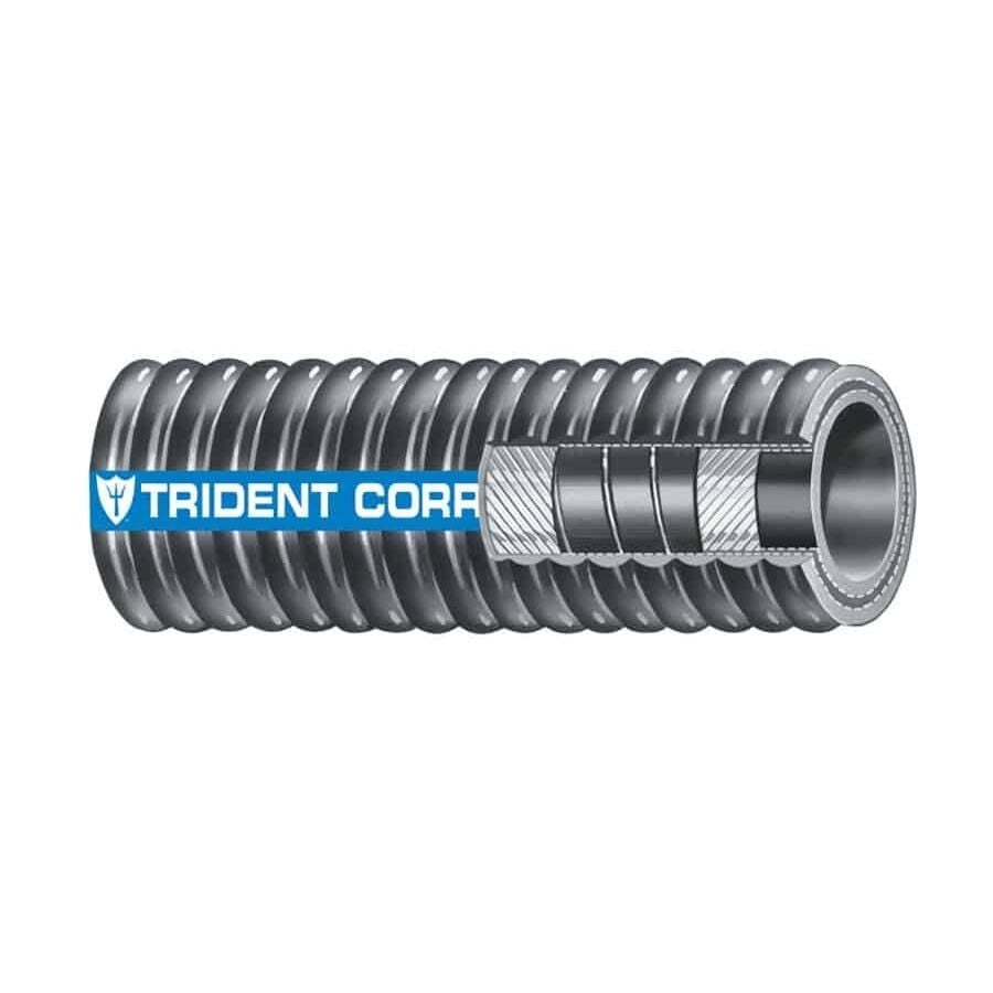 Trident Marine 252-3124 Trident Flex Corrugated Hardwall Exhaust Hose, 3-1/2" x 12.5'