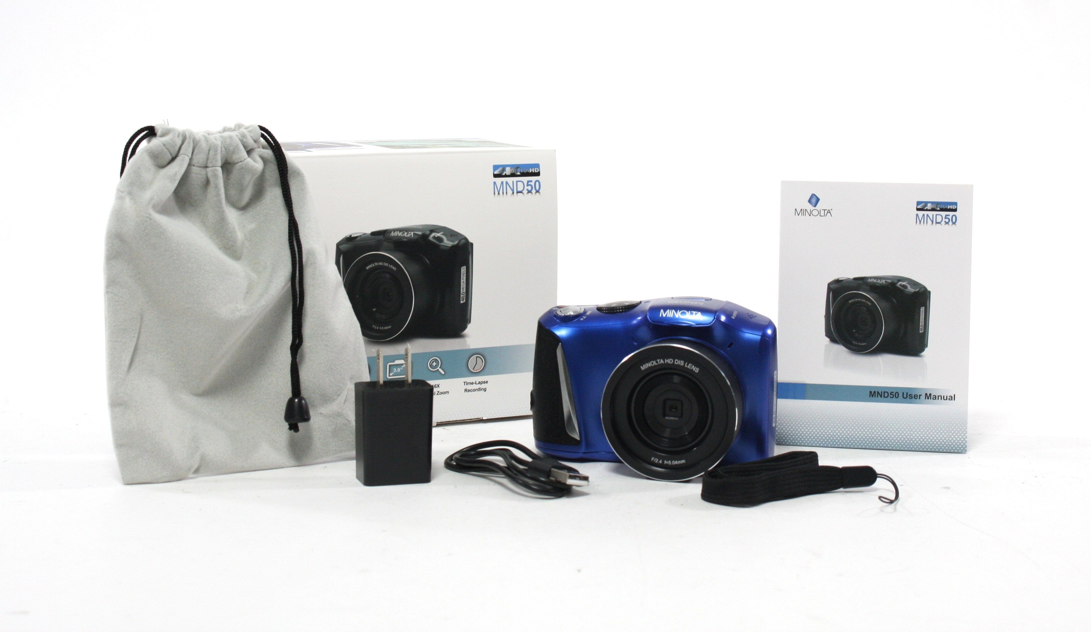 Minolta MND 50 Digital Point-and-Shoot Camera 16x Zoom 48.0mp (Blue)