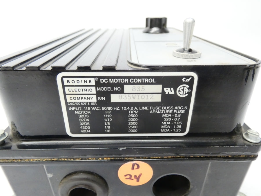 BODINE 835 115VAC 10/4.2A UNMP