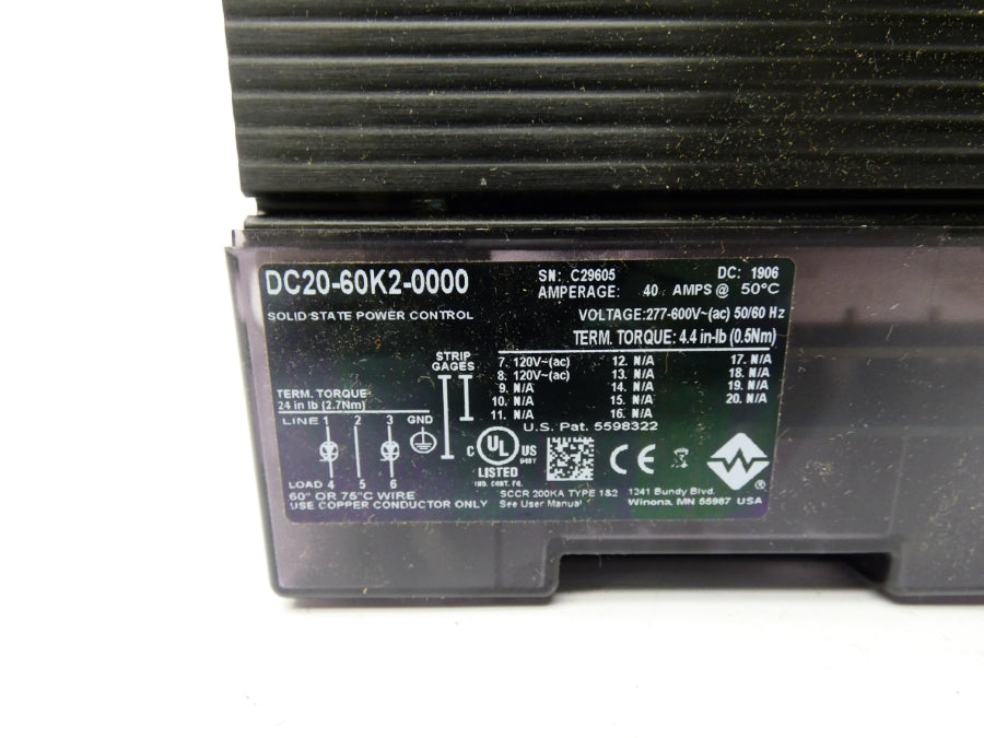 WATLOW DC20-60K2-0000 277-600V 40A NSMP