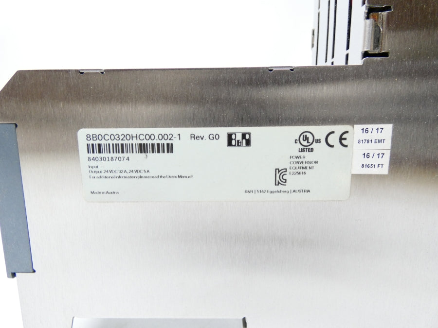 B&R 8B0C0320HC00.002-1 REV. G0 24VDC 32A NSMP