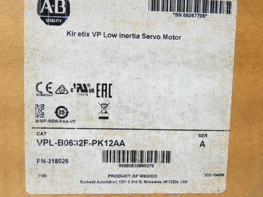 ALLEN BRADLEY VPL-B0632F-PK12AA SER. A 480V 1.2A NSMP