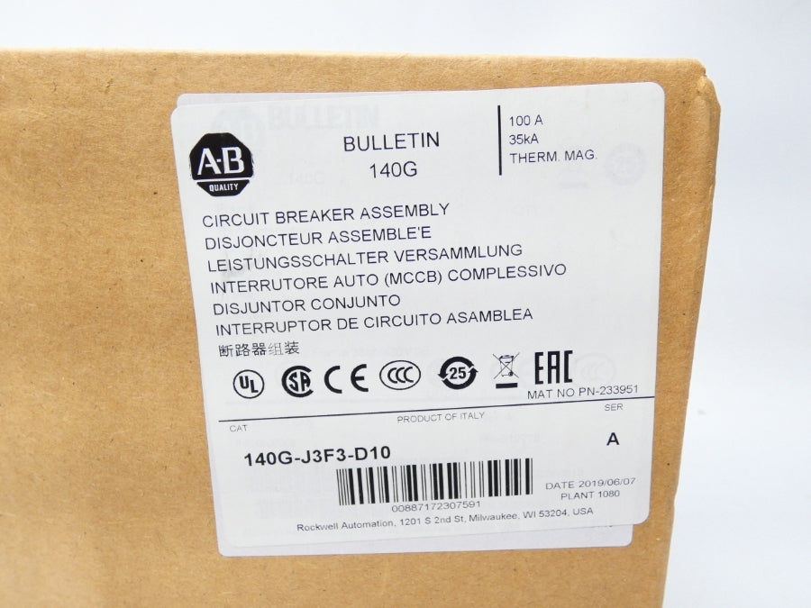 ALLEN BRADLEY 140G-J3F3-D10 SER. A 100A NSFS