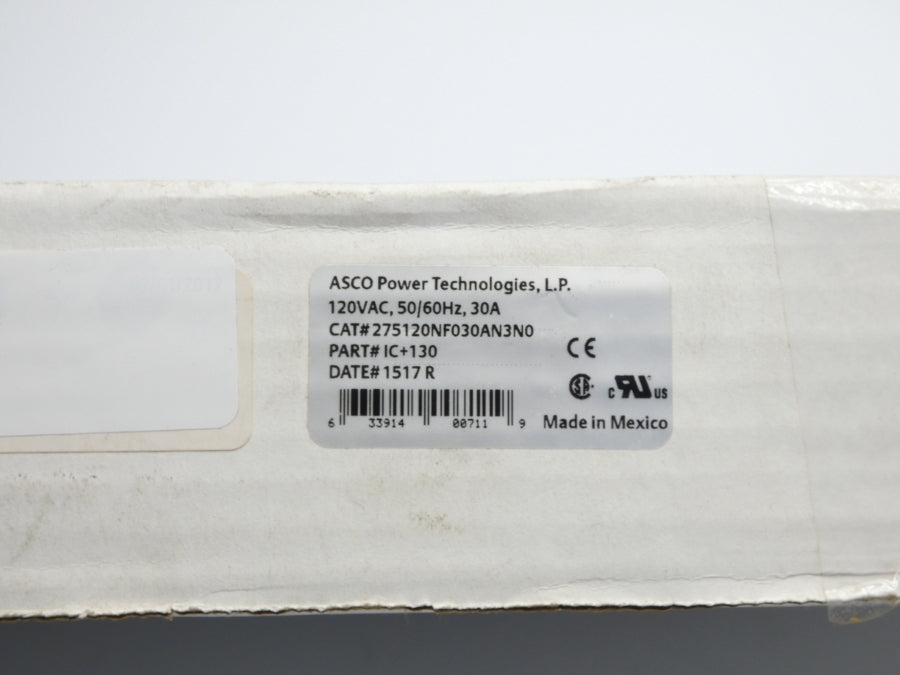 ASCO 275120NF030AN3N0 IC+130 120VAC 30A NSMP