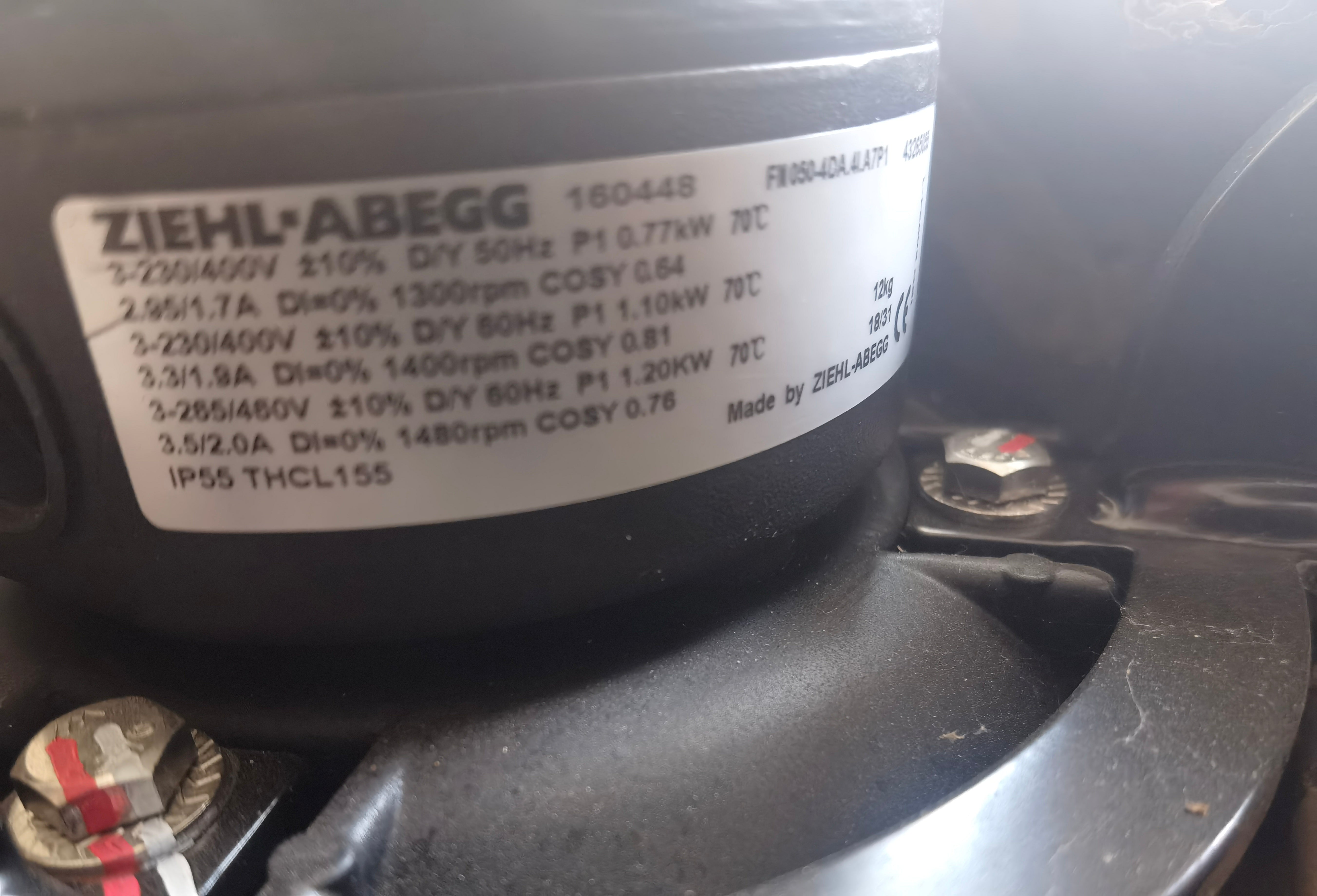FN050-4DA.4I.A7P1  ZIEHL-ABEGG Axial Fan 3~230-400V 1.2/0.77kW 1.7/3.5A 1300/1480rpm
