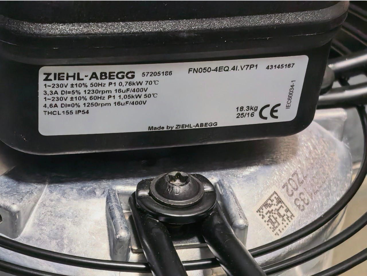 ZIEHL-ABEGG FN050-4EQ.4I.V7P1 Axial Fan | 0.76/1.05kW Dual-Power | 230V Single-Phase