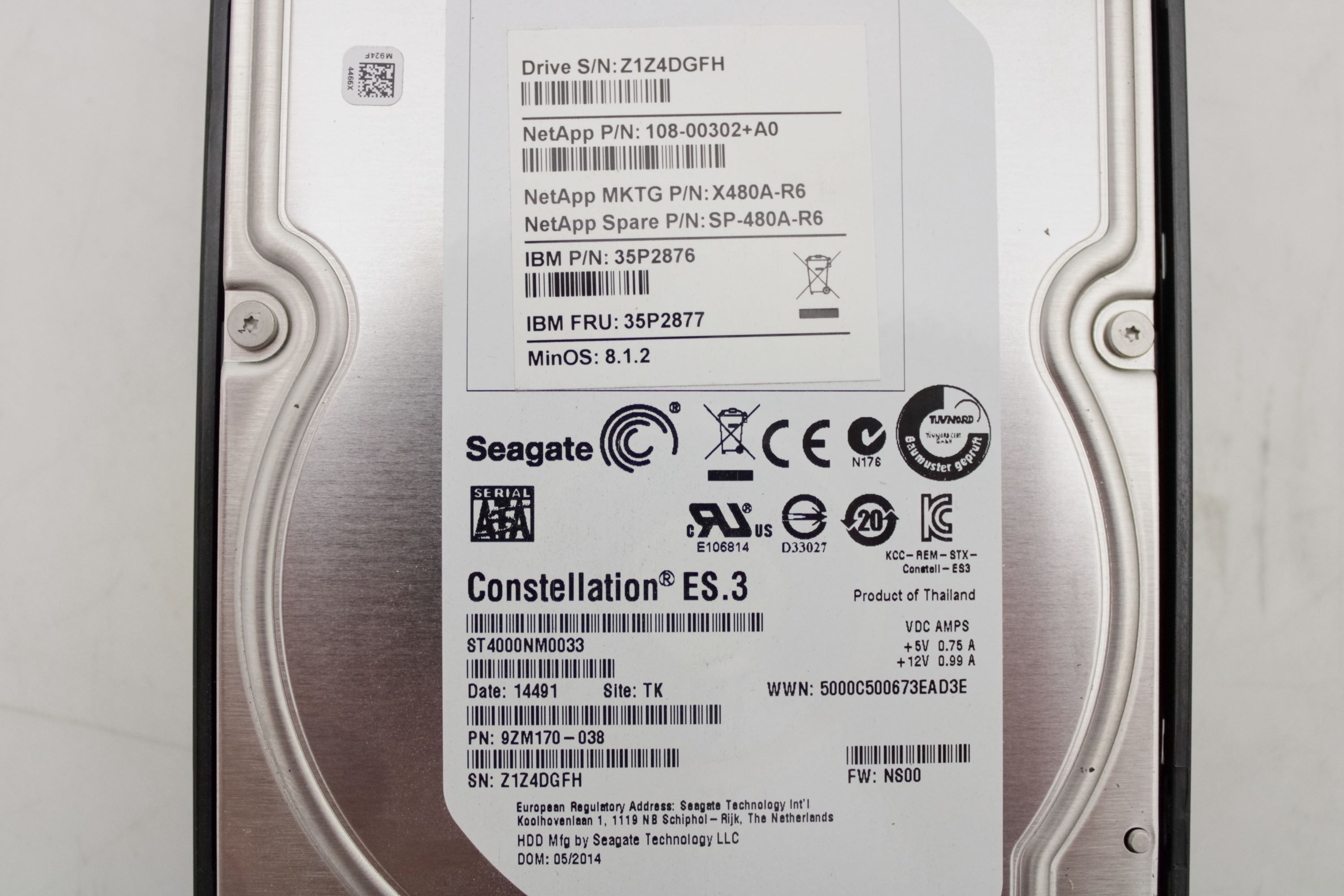NetApp X480A-R6_x6 8TB (2X4TB) 3.5" SATA 7.2K HDD