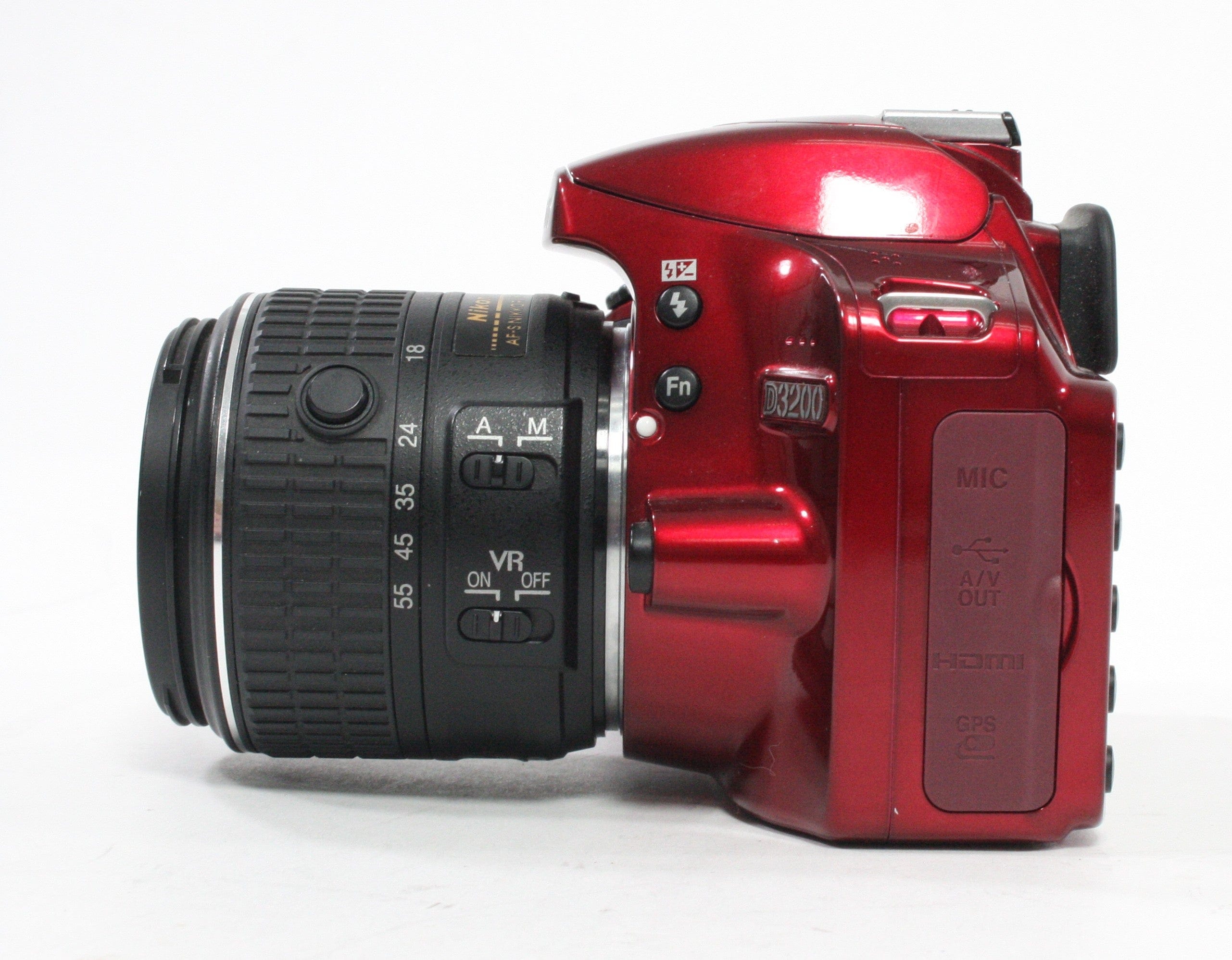 Nikon D3200 DSLR with 18-55 f/3.5-5.6 GVRII Lens with Shutter Count 3,531 (Red)