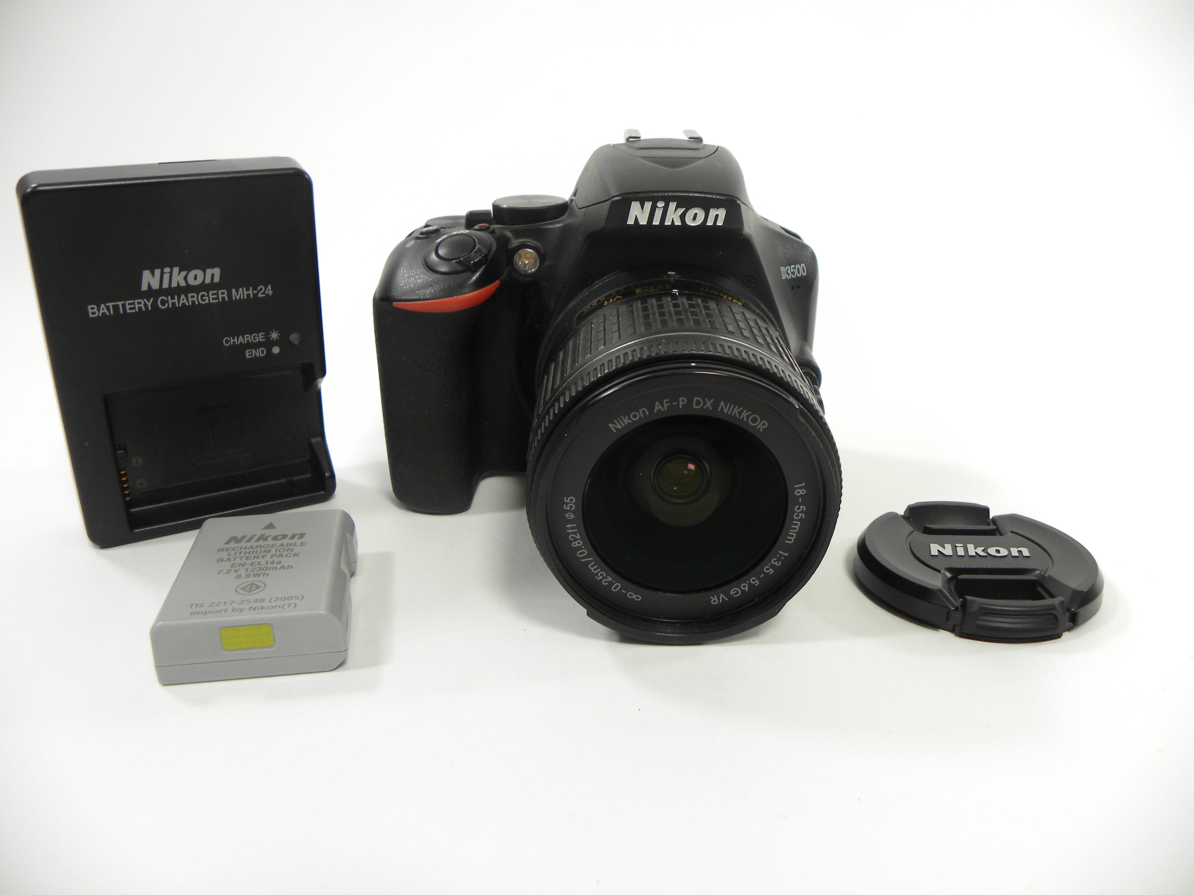 Nikon D3500 24.2mp Digital SLR w/AF-P Nikkor 18-55 VR DX Shutter Ct. 2,175