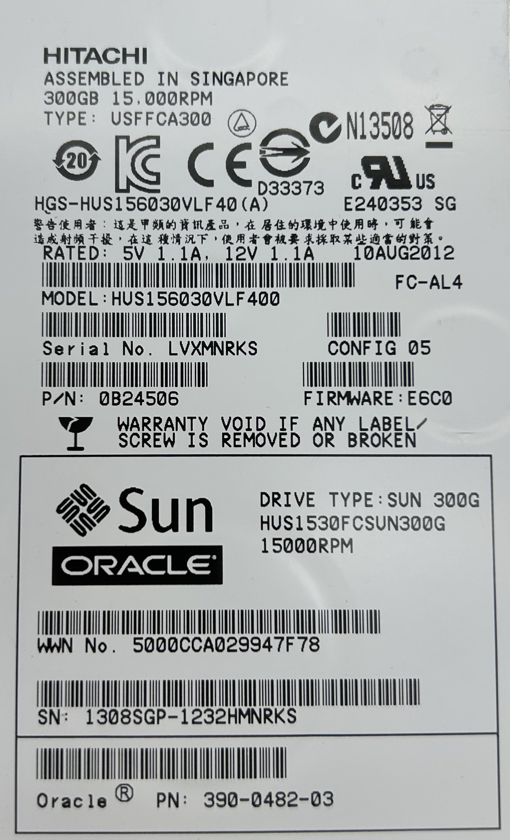 Oracle 390-0482 300GB - 15000 RPM FC-AL D