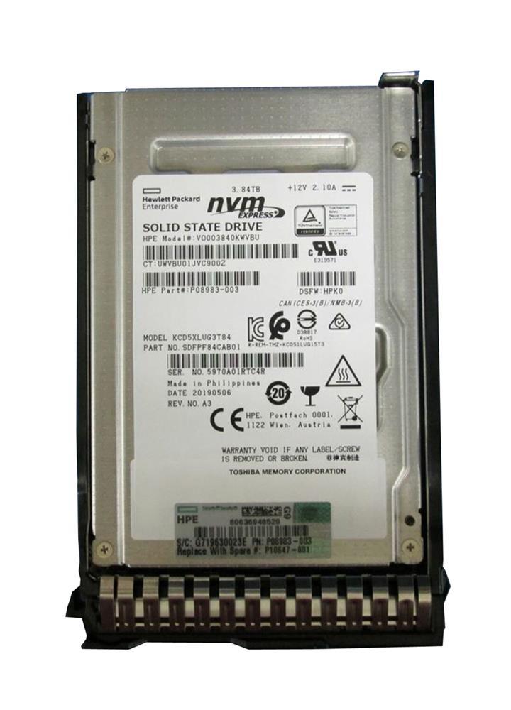 P22278-X21 HPE 3.84TB PCI Express NVMe Read Intensive 2.5-Inch Solid State Drive with Smart Carrier