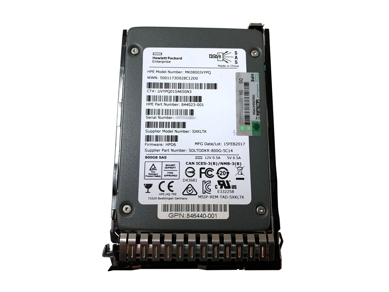 P49745-001 HPE 800GB SAS 24Gbps Mixed Use 2.5-Inch BC Solid State Drive for G10+ Server