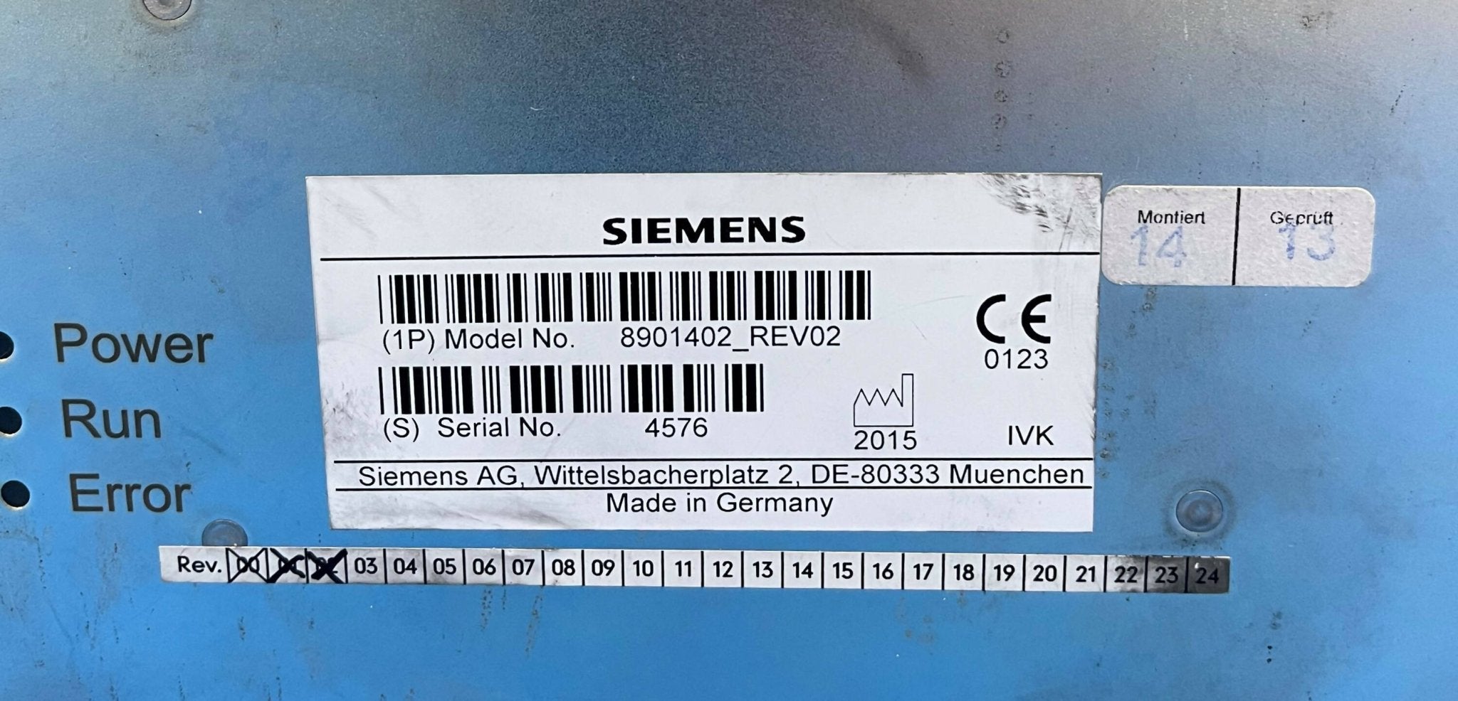 PANEL CONTROL LEFT (8901402 REV02 SIEMENS
