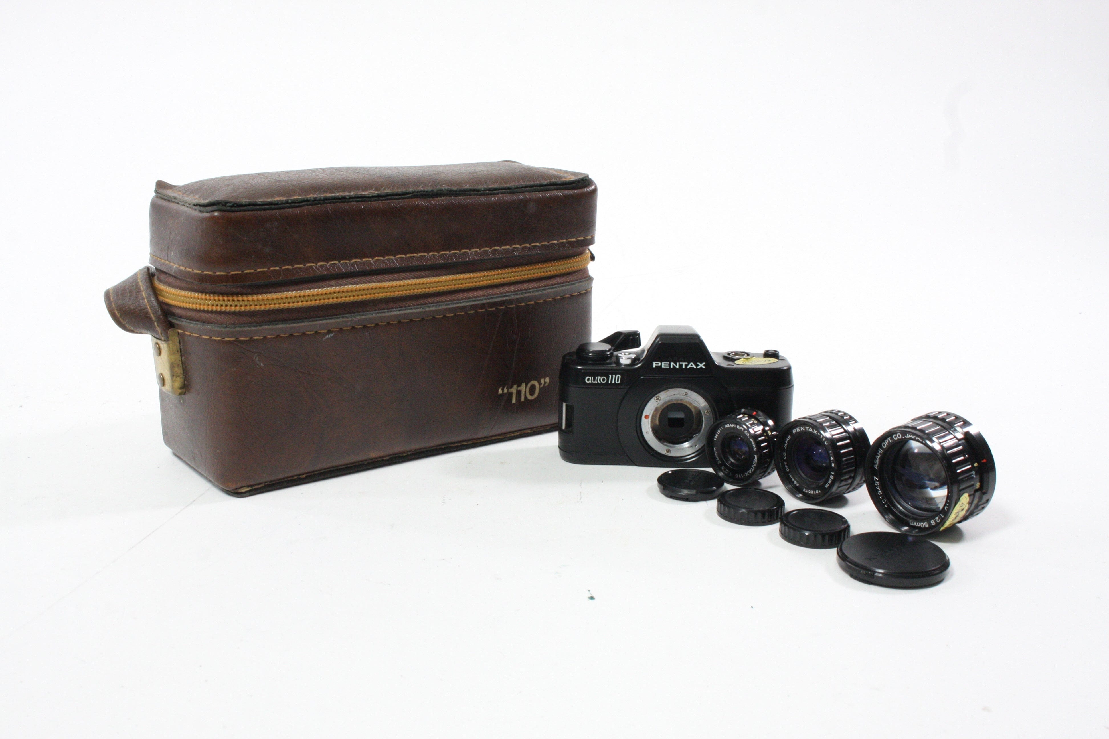 Pentax Auto 110 Kit with 24mm , 18mm, and 50mm Lens. Inc. Case