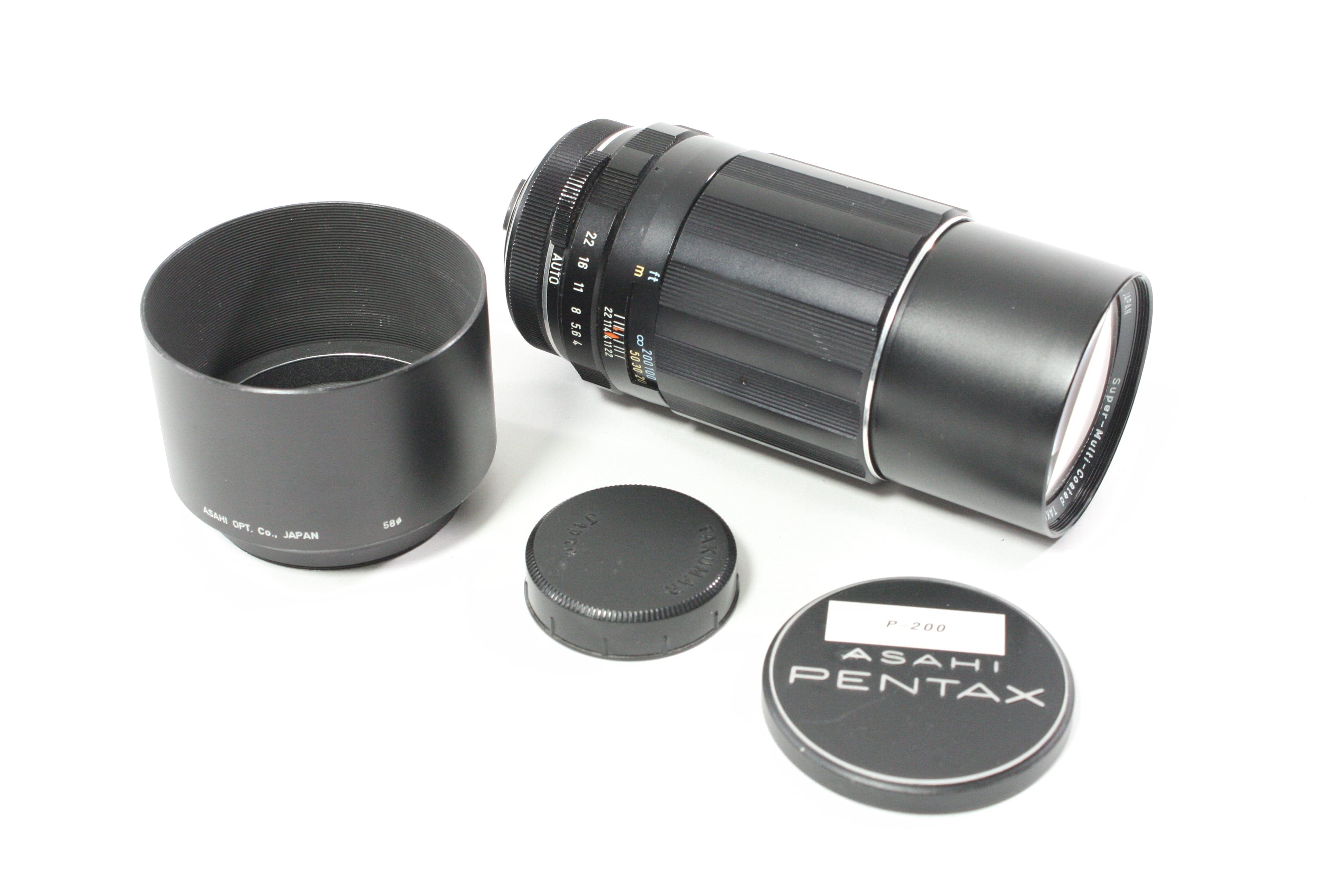 Pentax Super-Multi-Coated Takumar 200mm f/4 Lens for M42 Mount with Hood