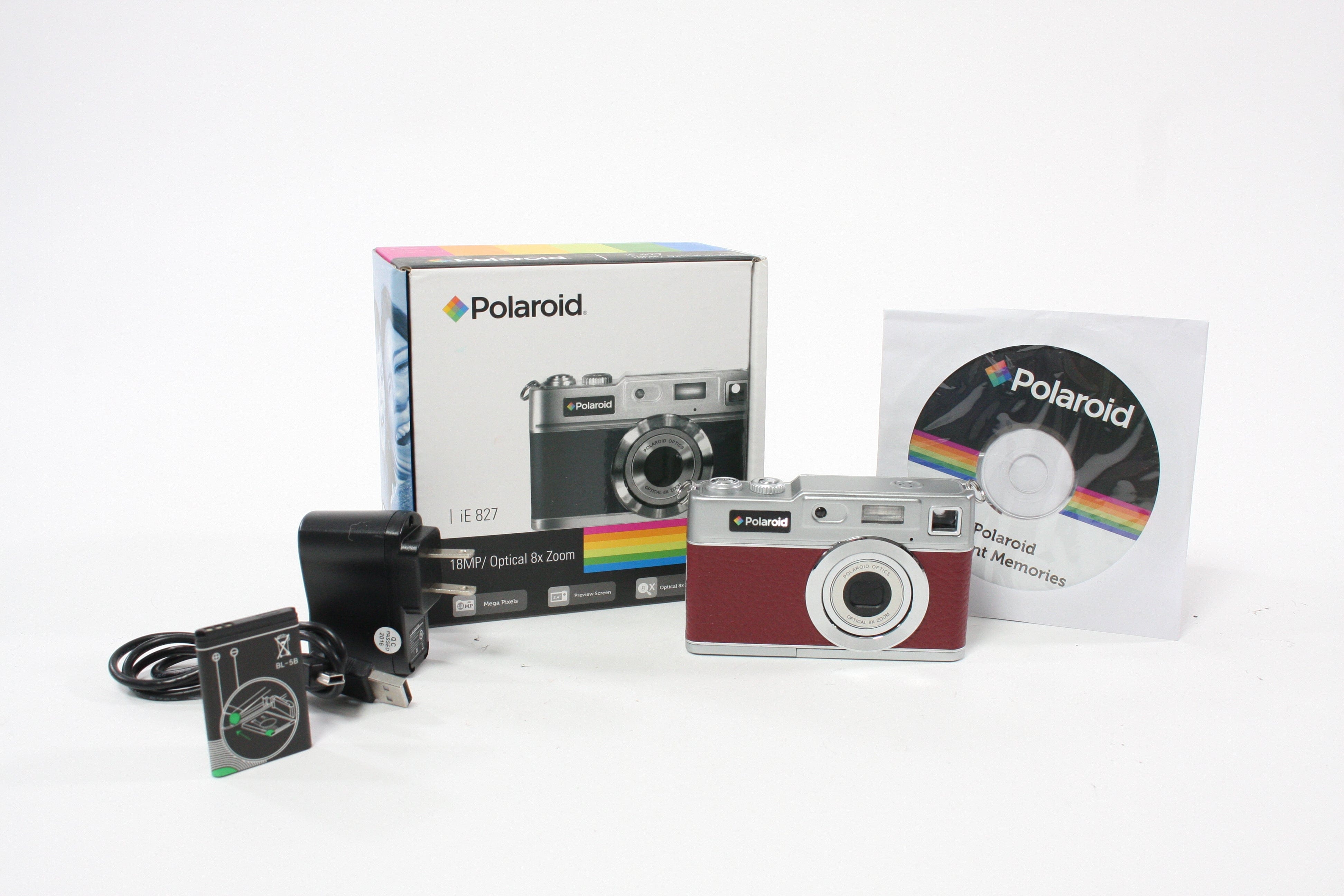 Polaroid iE 827 Digital Point-and-Shoot Camera 8x Zoom 18mp (Red)