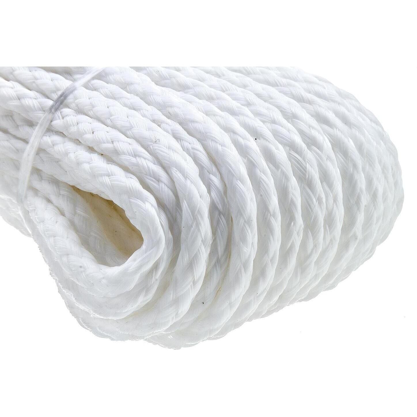 Seachoice 40201 Hollow Braid Polypropylene Anchor Line, White, 1/4" x 50'