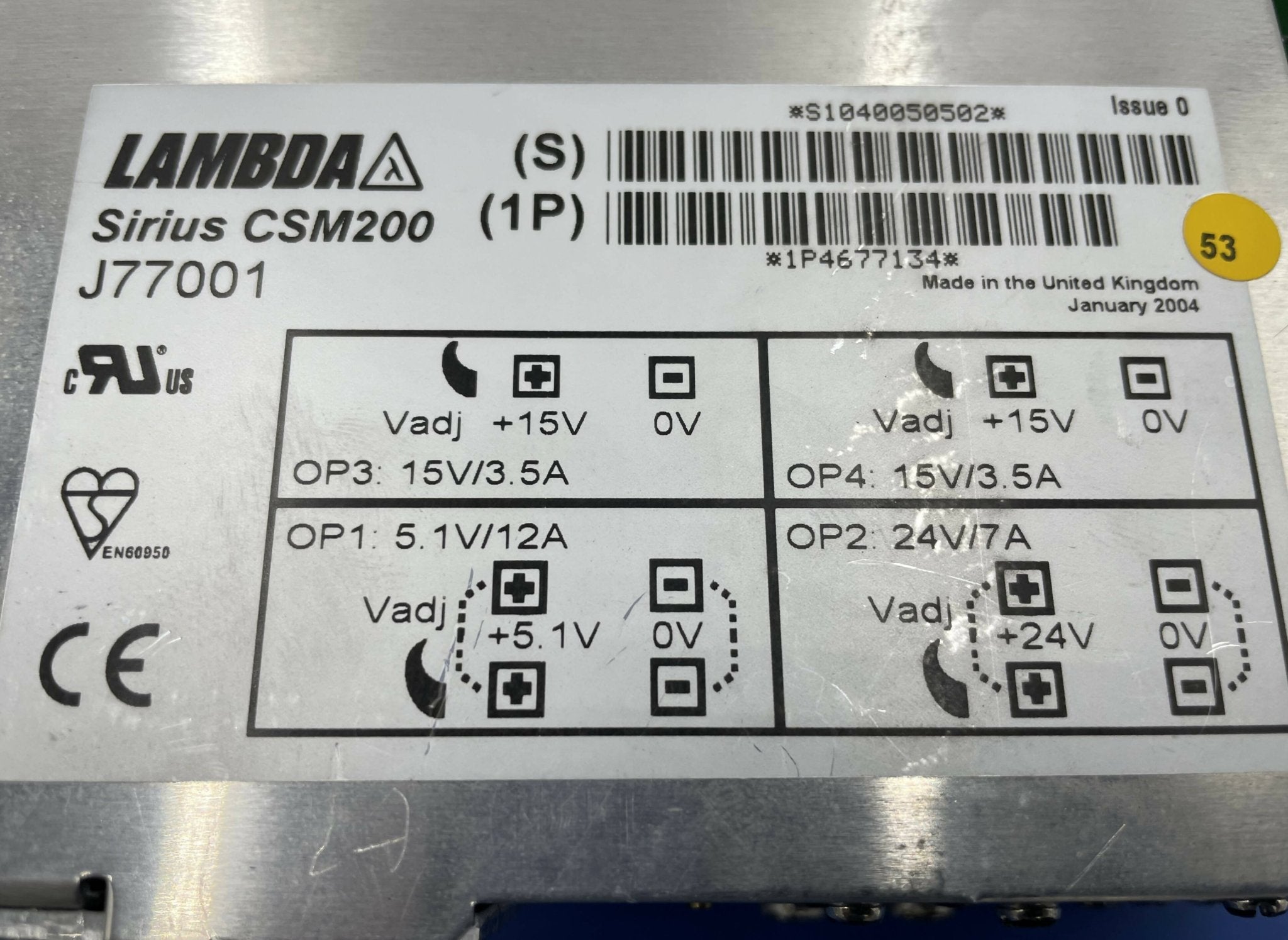 POWER SUPPLY CSM200/J77001 (4677134 SIEMENS/LAMBDA
