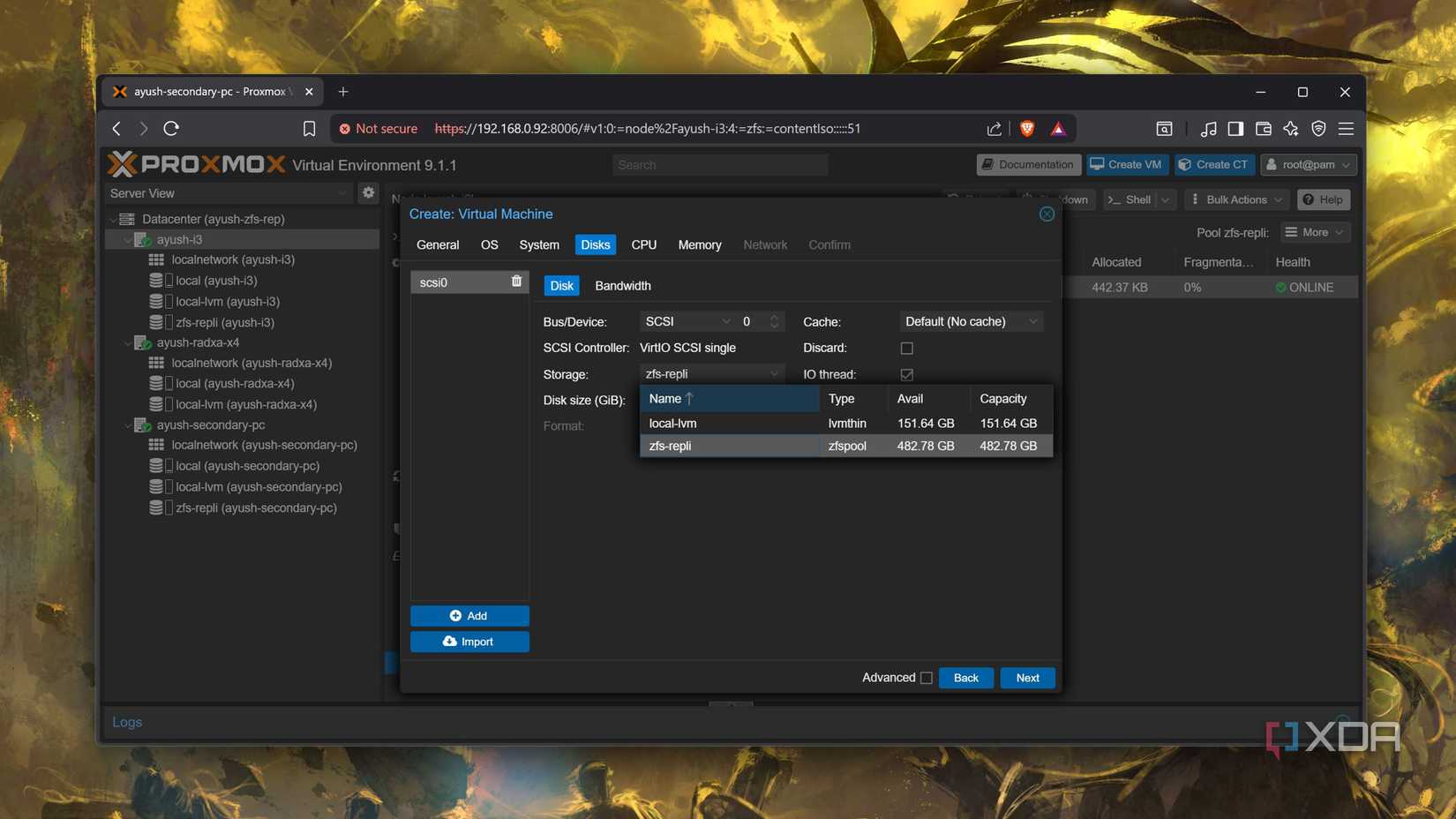 Changing the storage type on Proxmox