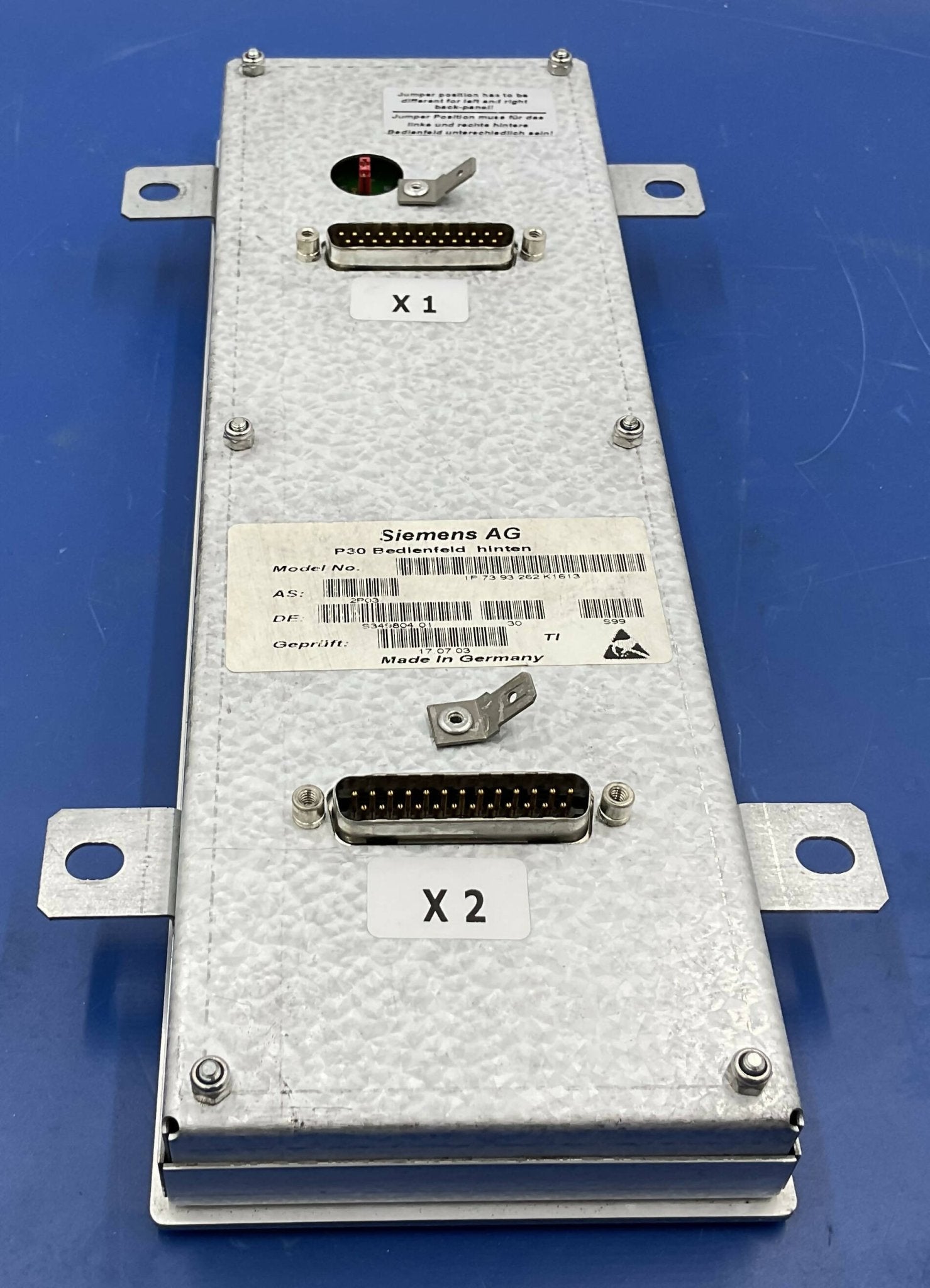 Rear Control Panel (07393262/7393262 SIEMENS