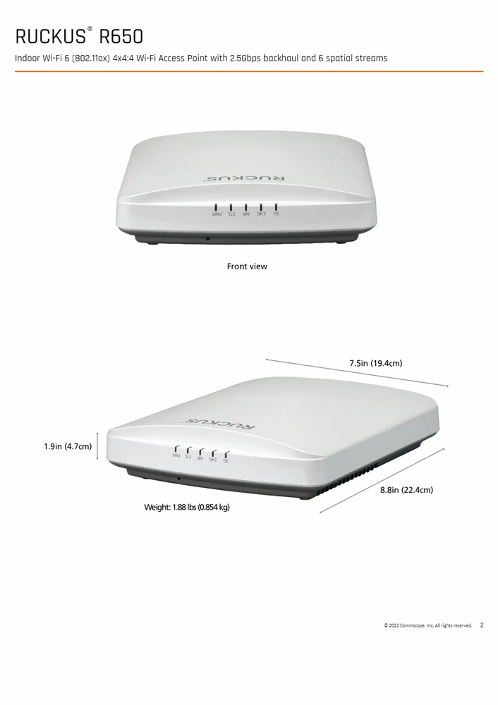 1800mbps Ruckus R650 wireless Access Point