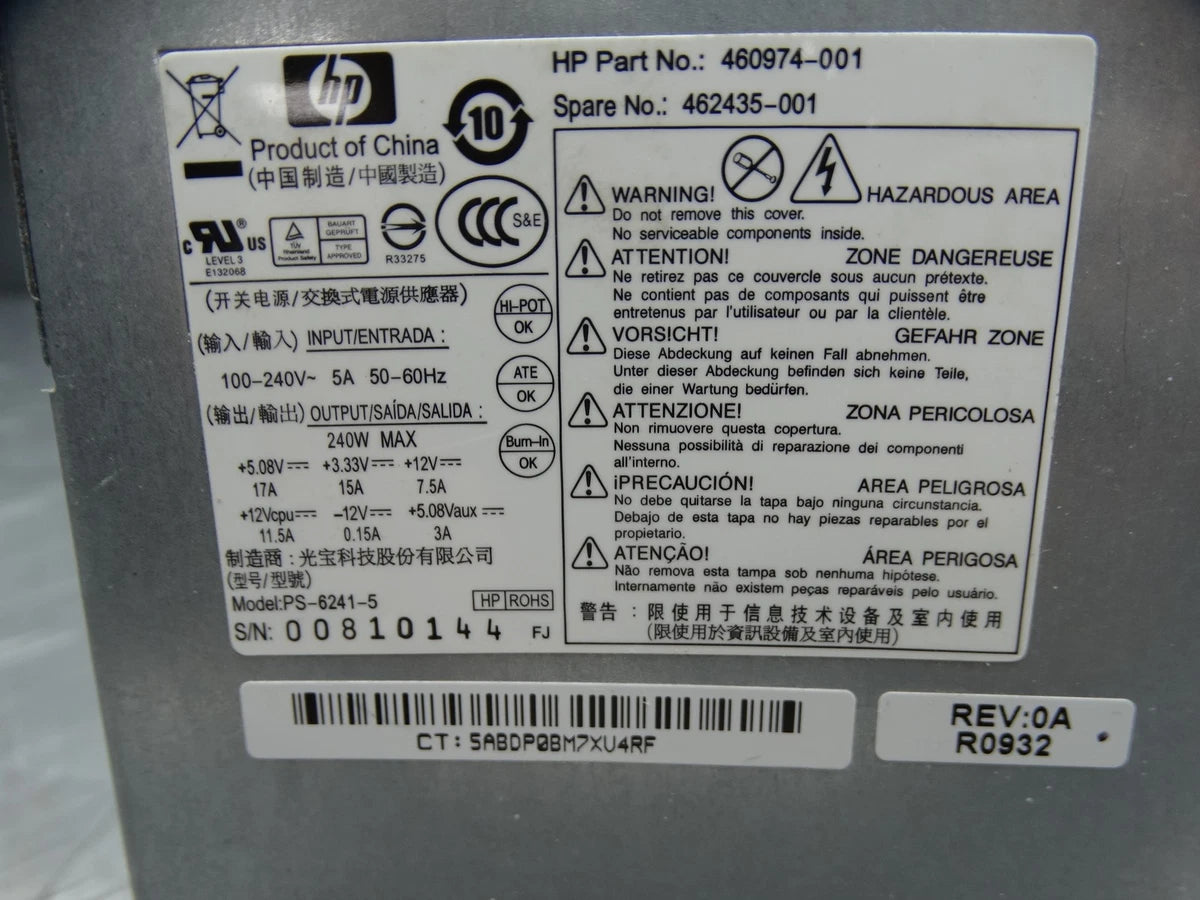 HP 240W DC7900 DC5800 240W Power Supply PS-6241-5 460974-001 462435-001|177096721380