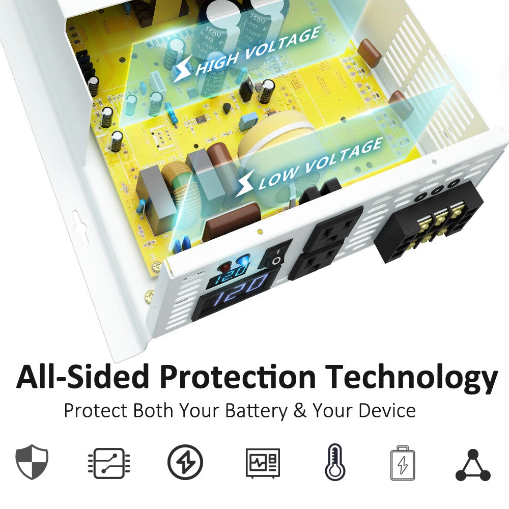 4000 W Pure Sine Wave Inverter 12V to 120V Power Home Solar System Generator Car|197922367484