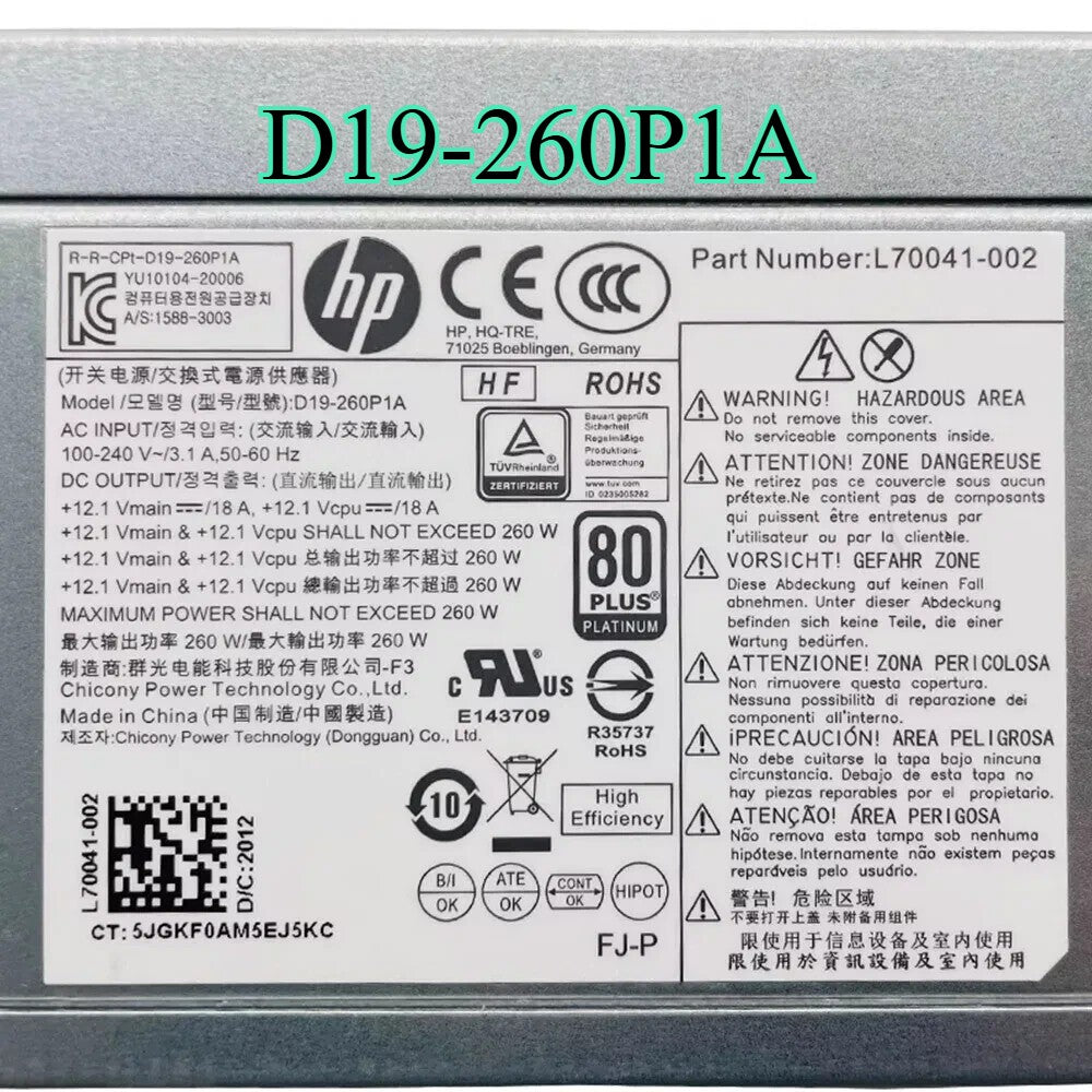 D19-260P1A FOR HP L70041-002 power supply PCH022 PA-2251-5 PCK018 D16-250P1A/P2A|286776506096