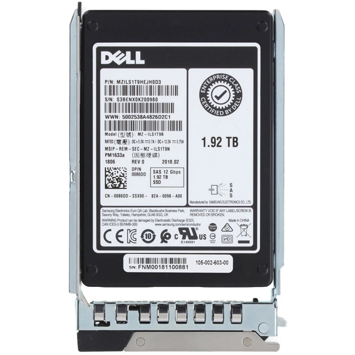 Dell 1.92TB 12Gbps SAS RI TLC 2.5 SSD  PM1633a CPO (086DD) -R|315804668509