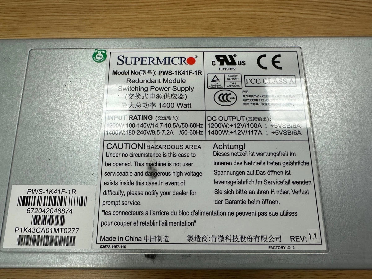 Supermicro PWS-1K41F-1R 1200W 1400W Switching Power Supply|296464244339