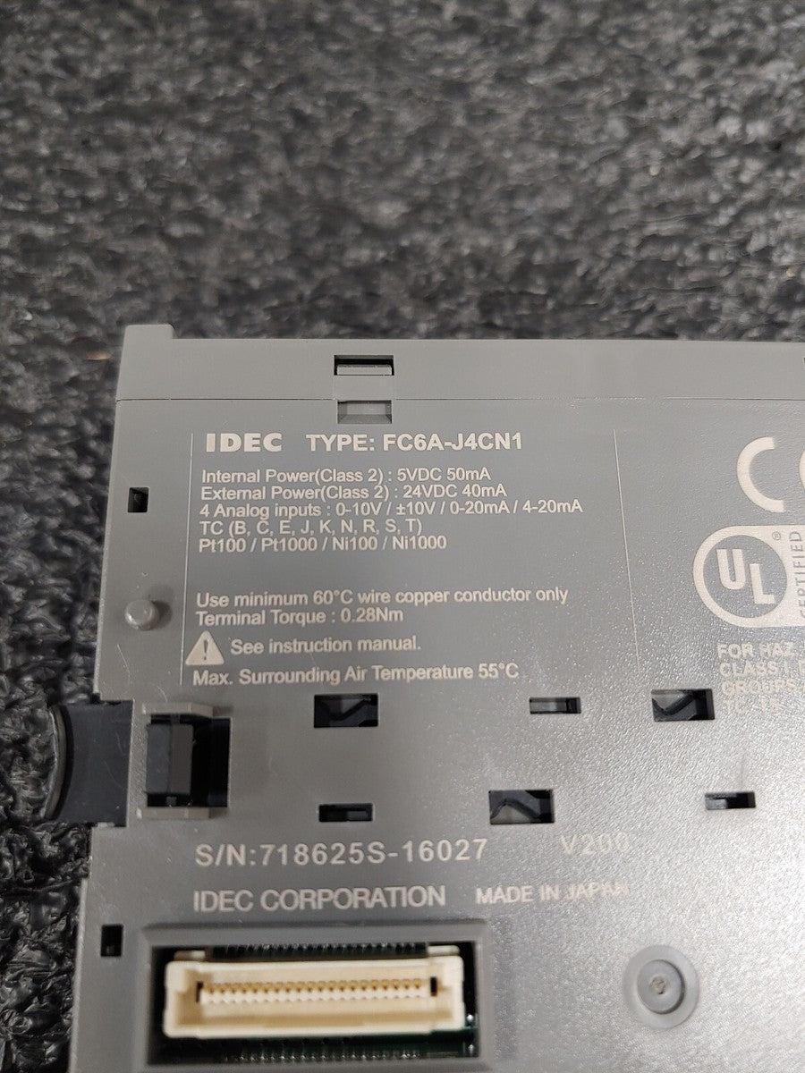 IDEC FC6A-J4CN1 FC6A MicroSmart PLC 4pt Universal Analog Input Module|388078034220