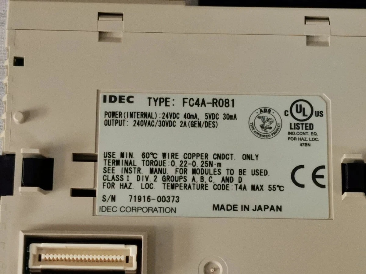 IDEC FC4A-R081 INDUSTRIAL CONTROL SYSTEM 24VDC 40mA 5VDC|276563477505