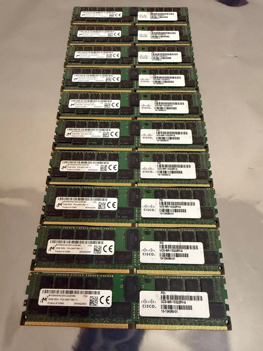 Lot 10x MICRON 32GB PC4-2400T-R REGISTERED ECC 2RX4 RDIMM MTA36ASF4G72PZ-2G3B1MG