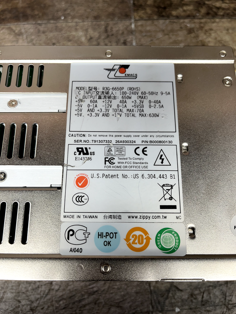 Zippy Emacs 3U 630W 2+1 Redundant PFC EPS12V Unit Only *TESTED WORKING*|116291421620