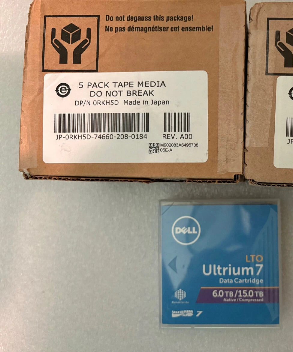 5 PK Dell 07J4HF LTO-7 Ultrium 7 6TB/15TB Data Tape Cartridge 7J4HF (5 PACKLTO7