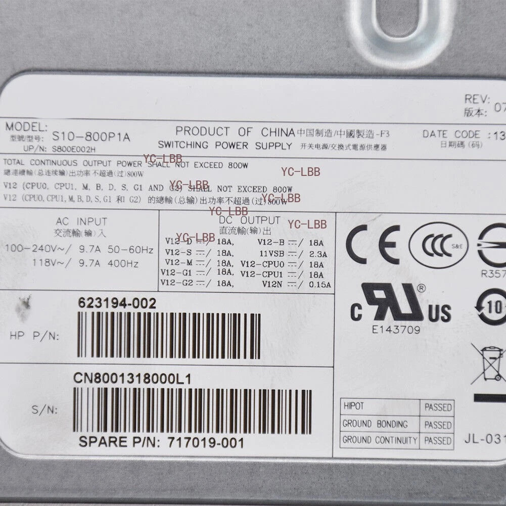 For HP Z620 Workstation Power Supply 800W 623194-001/2 632912-001 717019-001|365929434449