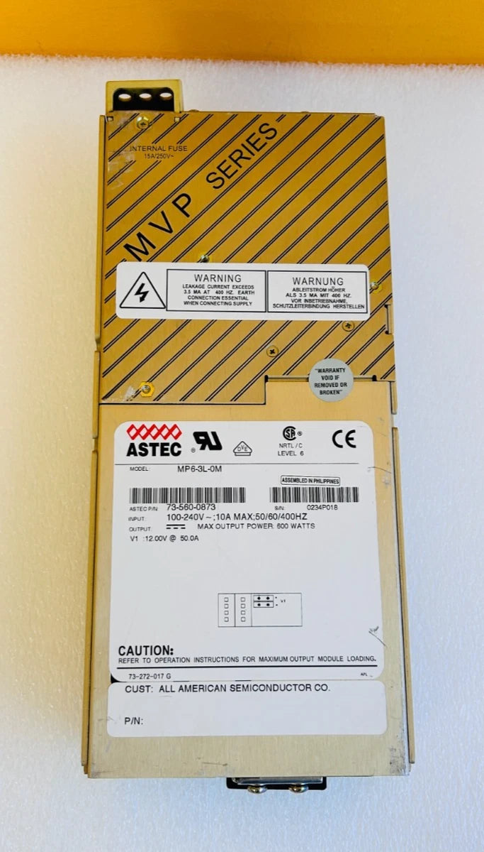 Astec MP6-3L-0M 600 W, 12 VDC / 50 A, 100-240 VAC, Modular Power Supply. Tested!|236541221360