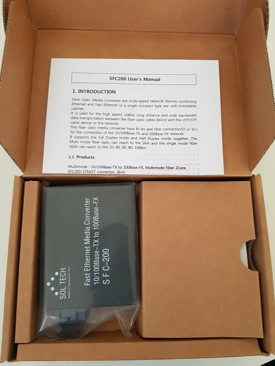 SOLTECH SFC200-SCS Fiber Optic Ethernet Converter 100Mbps/Single-mode/ SC|284814618129