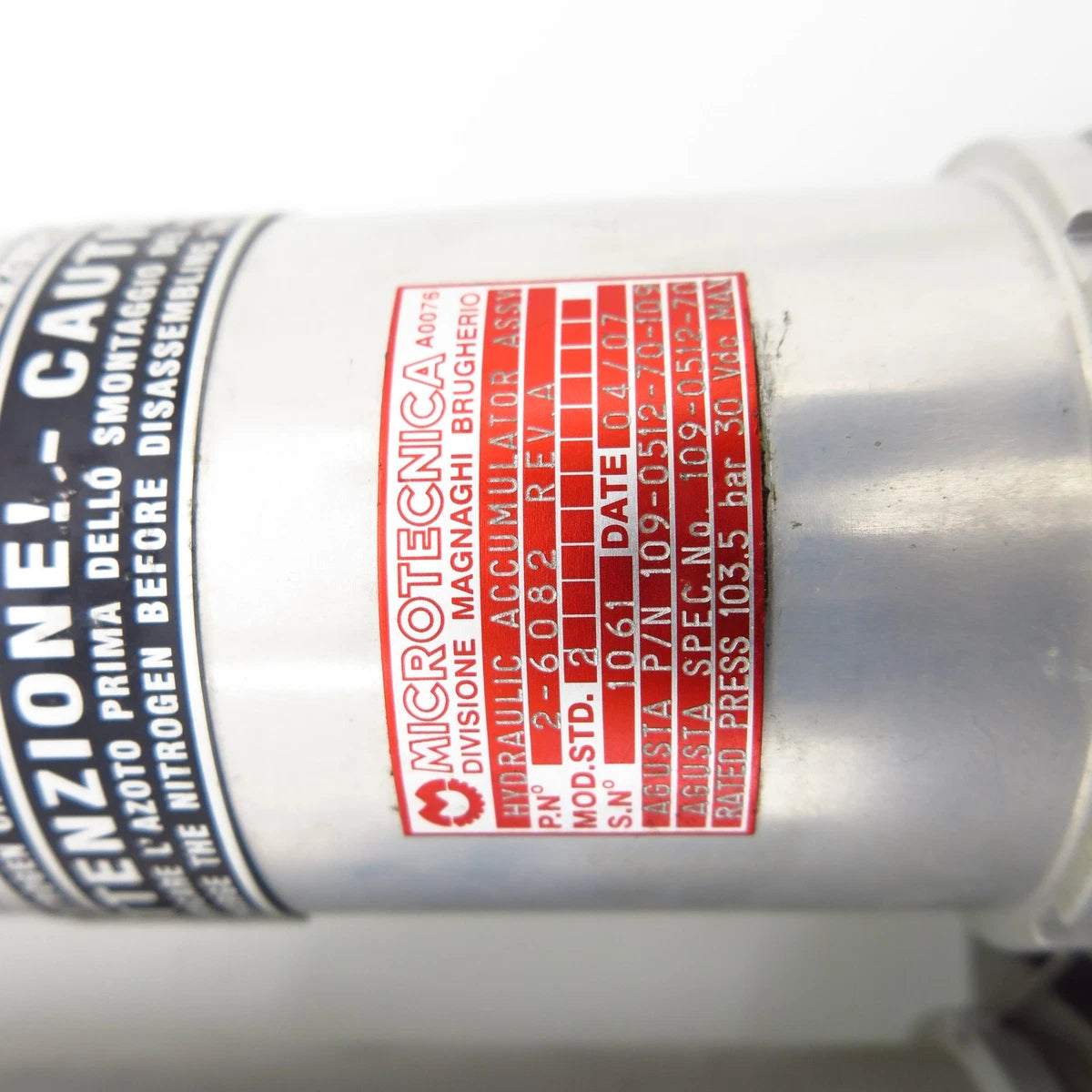 Accumulator Group Agusta A109E 109-0512-70-109 109-0512-67-105 SV condition