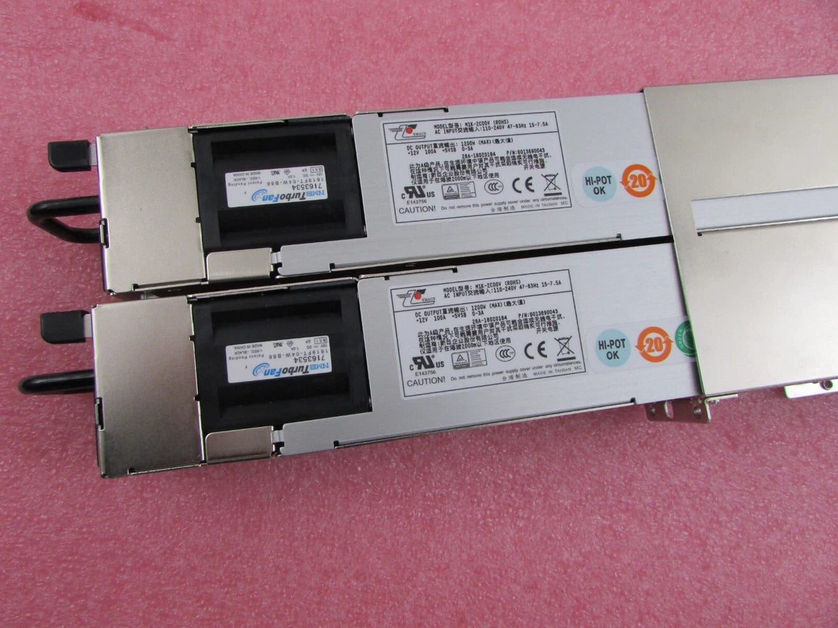 Zippy EMACS M1K2-5C01V4H 1U 1200w Redundant Server Power Supply w/ 2x Modules|235331137034